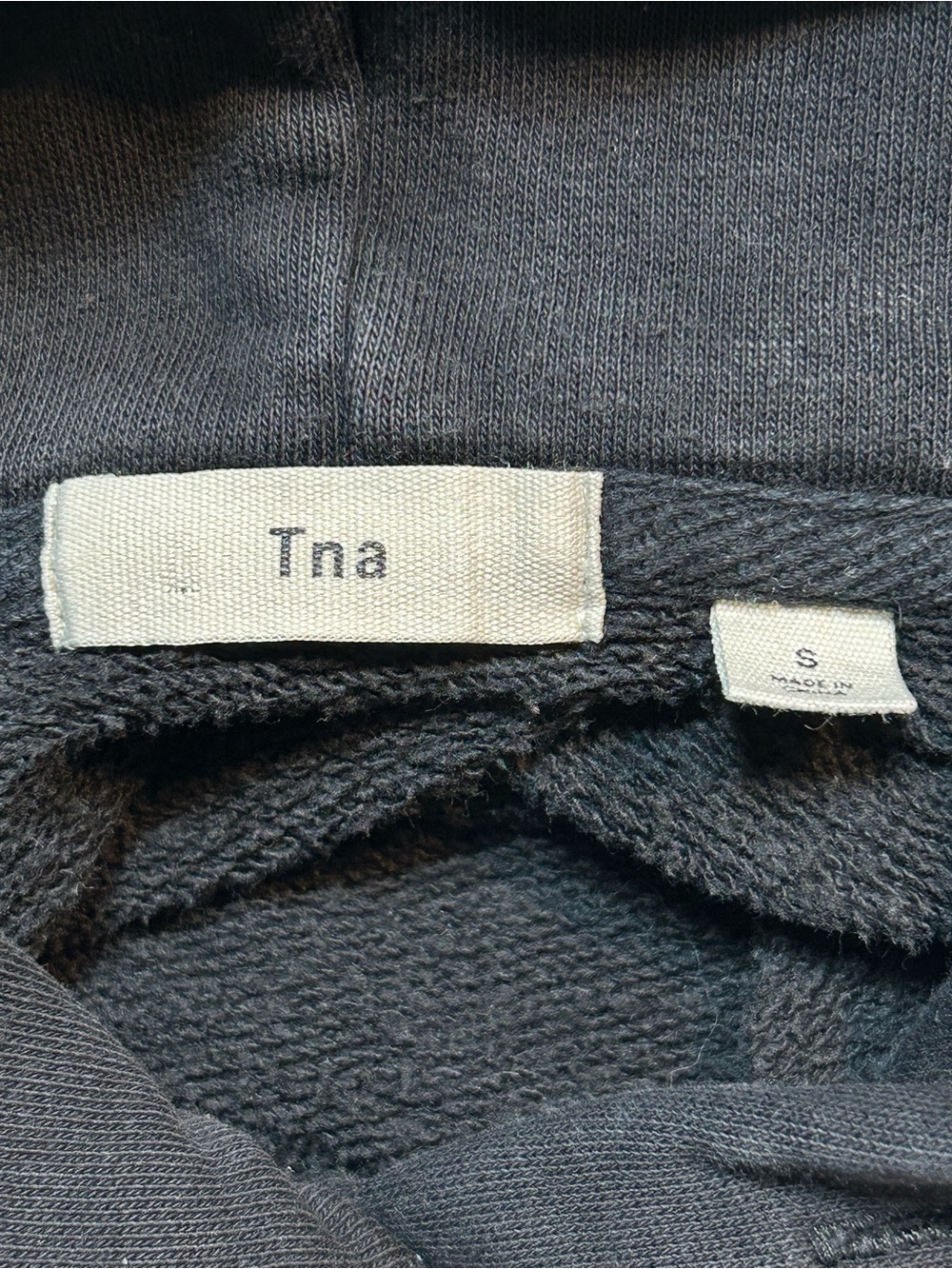 Aritzia Tna Varsity Block Sleeve Graphic Pullover Fleece Hoodie Black - Picture 8 of 9